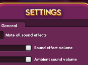 A settings menu showing sound settings.